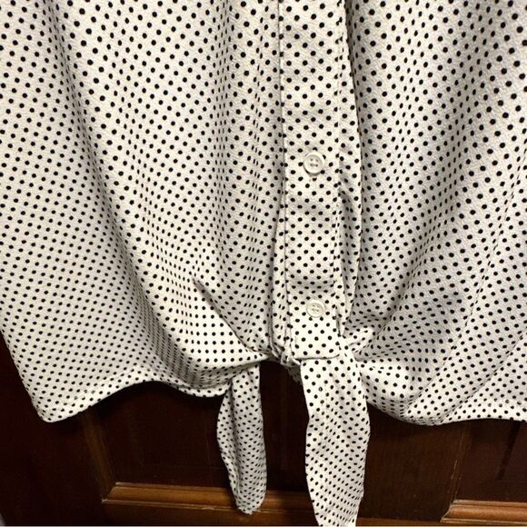 Adrianna Papell Sleeveless Polka Dot Blouse Collar, Buttons Medium - Picture 3 of 4